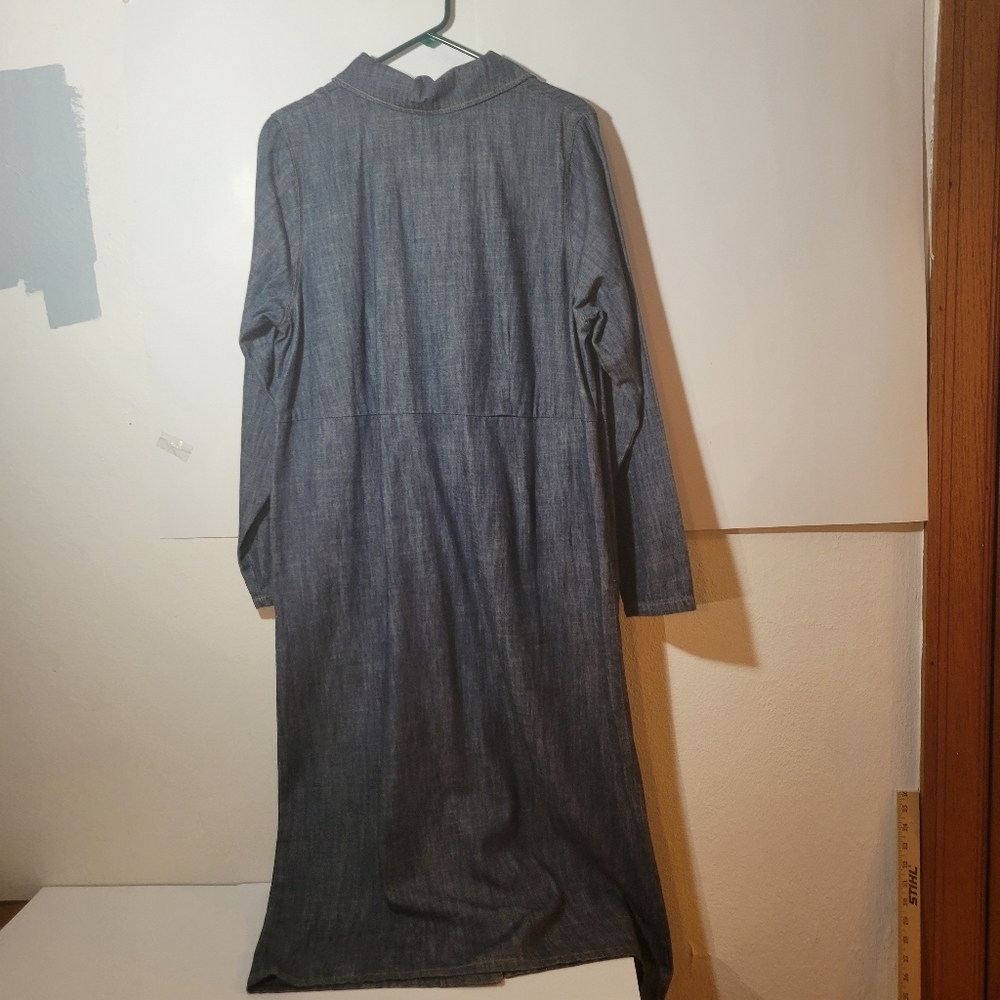 Long C J Banks Denim button Front Long Sleeve shirt dress size 14W - Picture 2 of 6